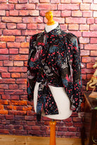 Boho Fledermaus-Bluse schwarz-bunt