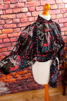 Boho Fledermaus-Bluse schwarz-bunt