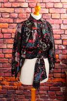 Boho Fledermaus-Bluse schwarz-bunt