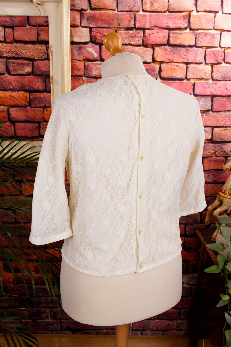 60s Spitzenbluse transparent