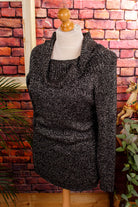 80s Glitzer Pulli schwarz silber Seide