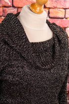 80s Glitzer Pulli schwarz silber Seide