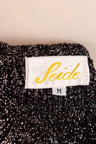80s Glitzer Pulli schwarz silber Seide