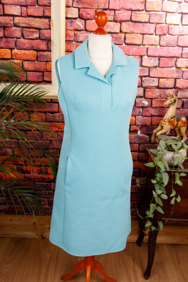 70s Schlager Stretchkleid türkis