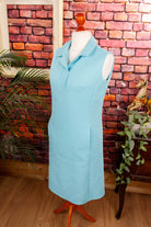 70s Schlager Stretchkleid türkis