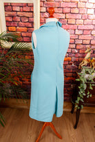 70s Schlager Stretchkleid türkis