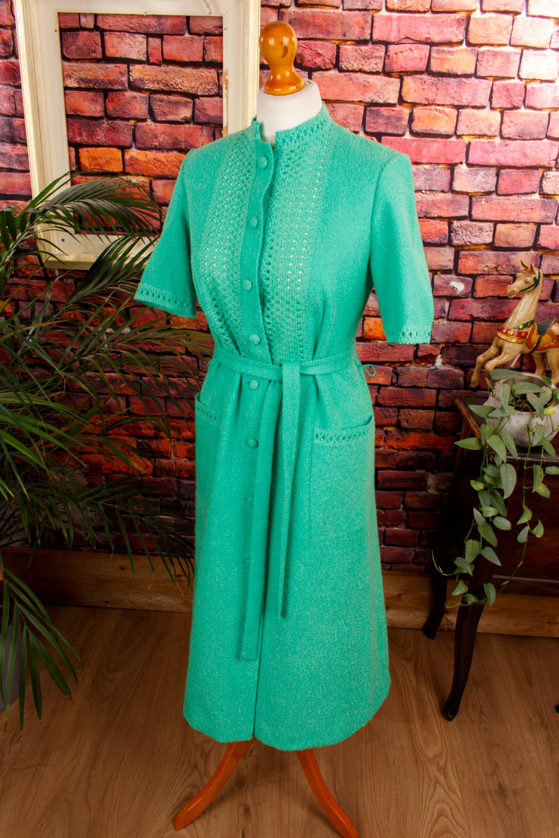 70s Boho Badekleid grün