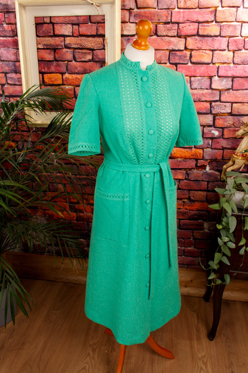 70s Boho Badekleid grün