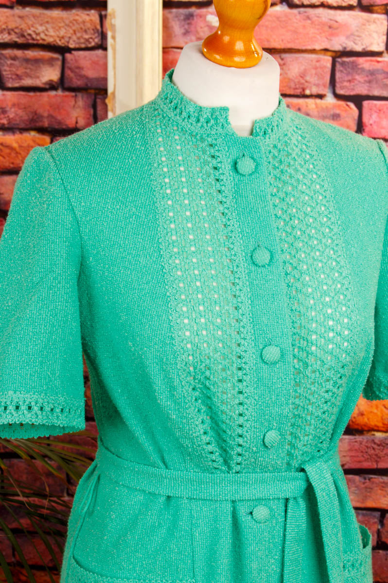 70s Boho Badekleid grün
