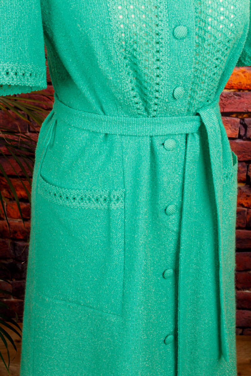 70s Boho Badekleid grün