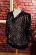 80s Disco Top schwarz bunt metallic 80er Abendmode Disco Frau real-80er schwarz Special XL 48-50 vintageberlin.de