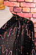80s Disco Top schwarz bunt metallic 80er Abendmode Disco Frau real-80er schwarz Special XL 48-50 vintageberlin.de