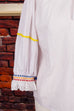 Boho Landhaus Bluse weiß Rüschen 70er Dirndl Frau L 44-46 M 40-42 weiß vintageberlin.de