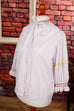 Boho Landhaus Bluse weiß Rüschen 70er Dirndl Frau L 44-46 M 40-42 weiß vintageberlin.de