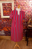 60s Strickkleid pink Streifen