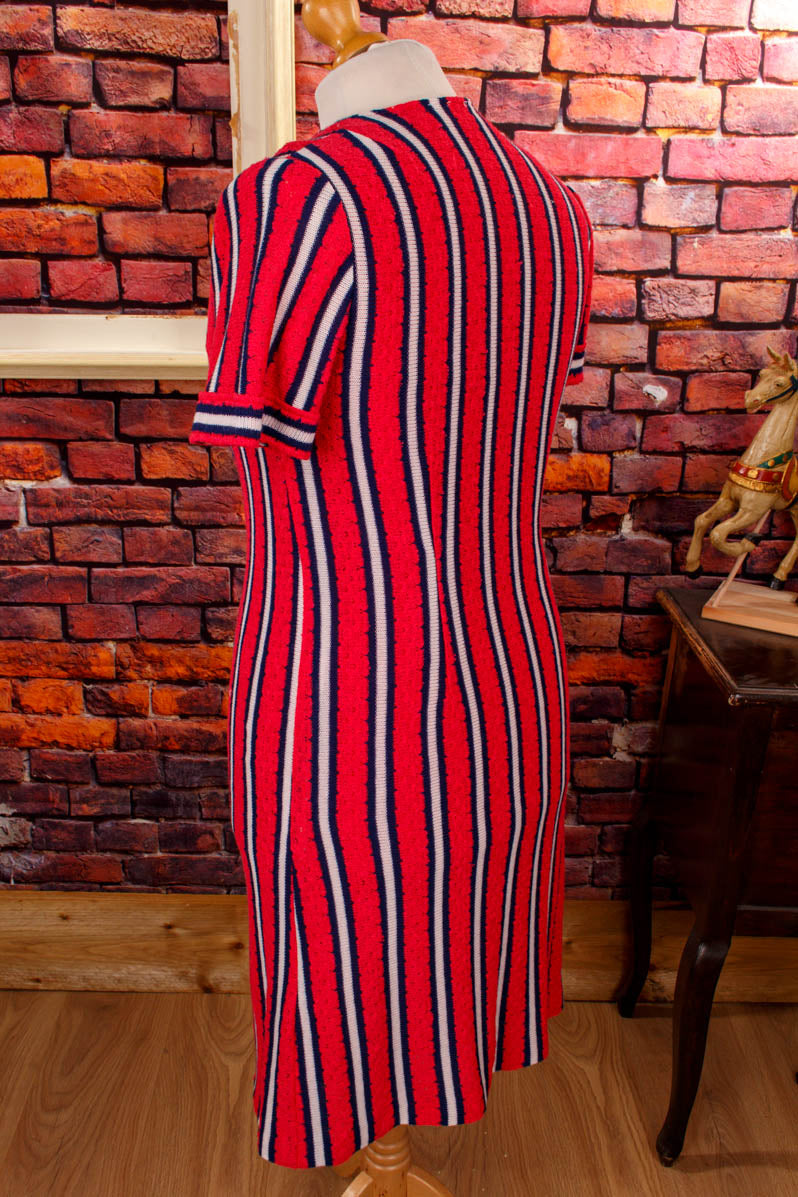 60s Strickkleid pink Streifen