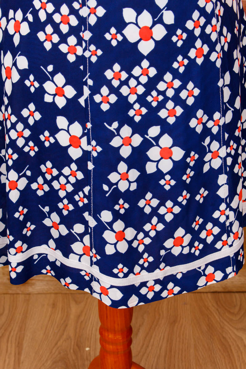 60s Minikleid blau Blumen
