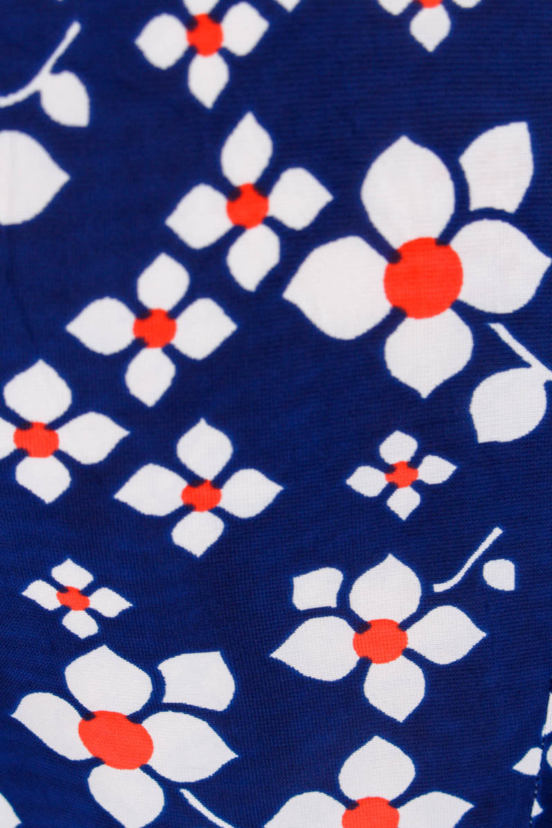 60s Minikleid blau Blumen