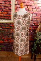 60s Shiftkleid Satin Pfauenmuster