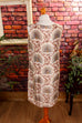 60s Shiftkleid Satin Pfauenmuster 60er beige Boho bunt Disco Frau M 40-42 real-disco real-rockabilly Rockabilly Sekretärin Special vintageberlin.de