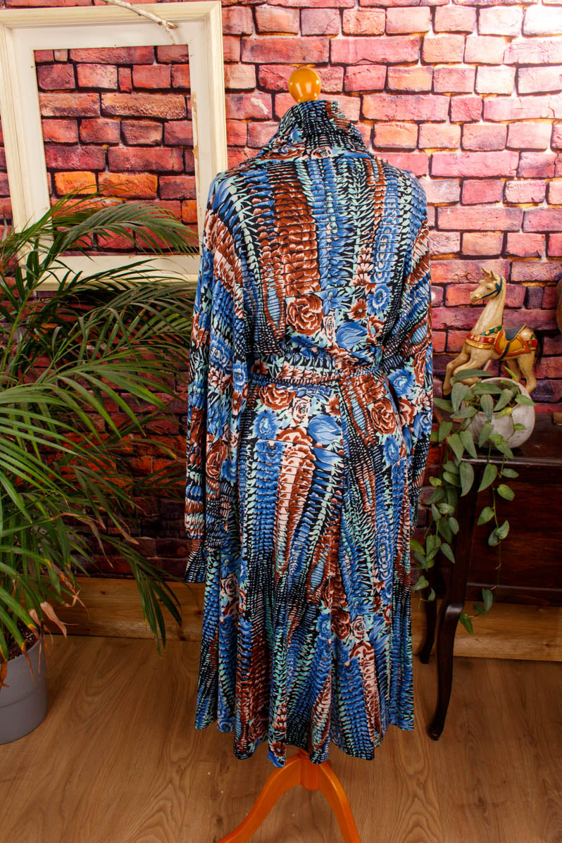 70s Disco Stretchkleid blau