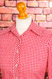 Rockabella Bluse rot kariert 60er 70er Dirndl Disco Frau real-disco real-rockabilly Rockabilly rot S 36-38 Schlager Special vintageberlin.de