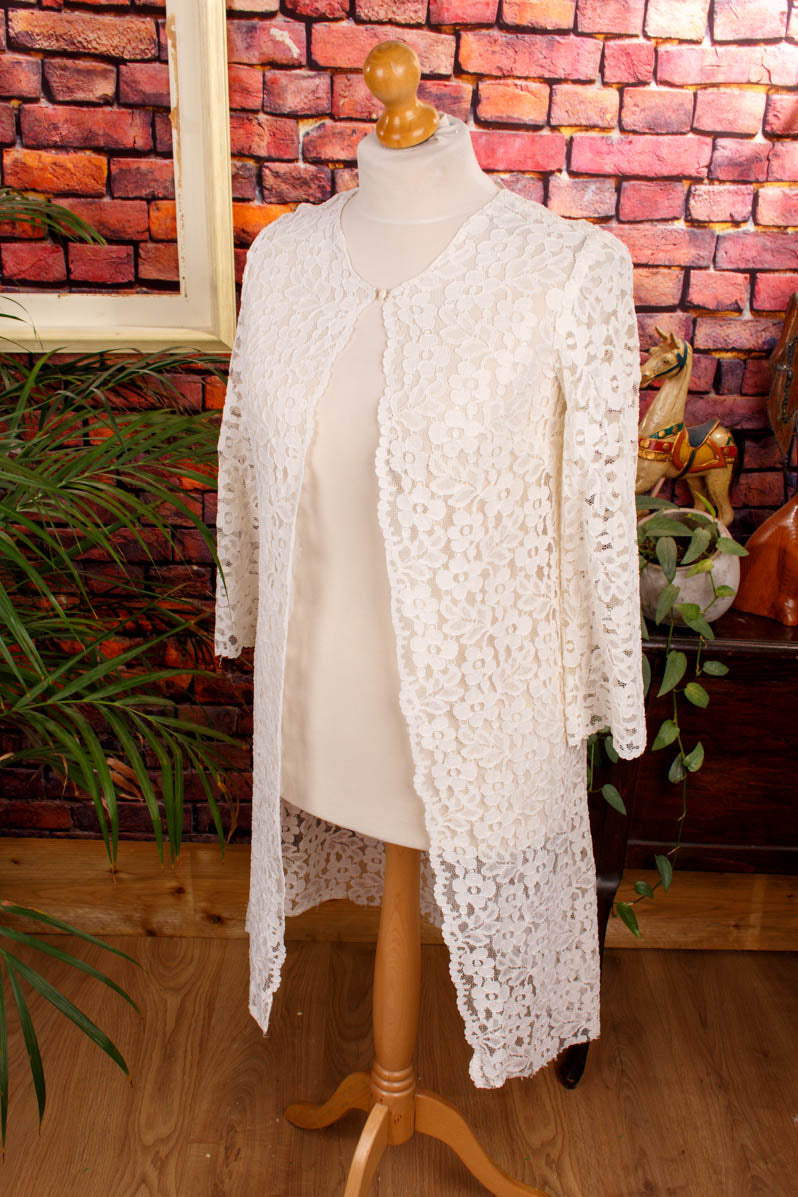 Boho Spitzenjacke Mantel weiß