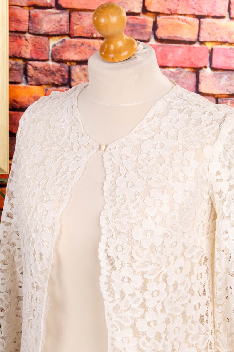 Boho Spitzenjacke Mantel weiß