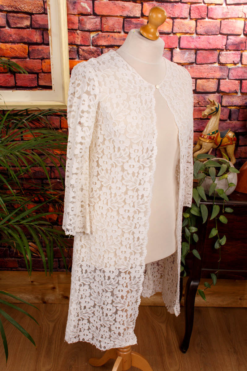 Boho Spitzenjacke Mantel weiß
