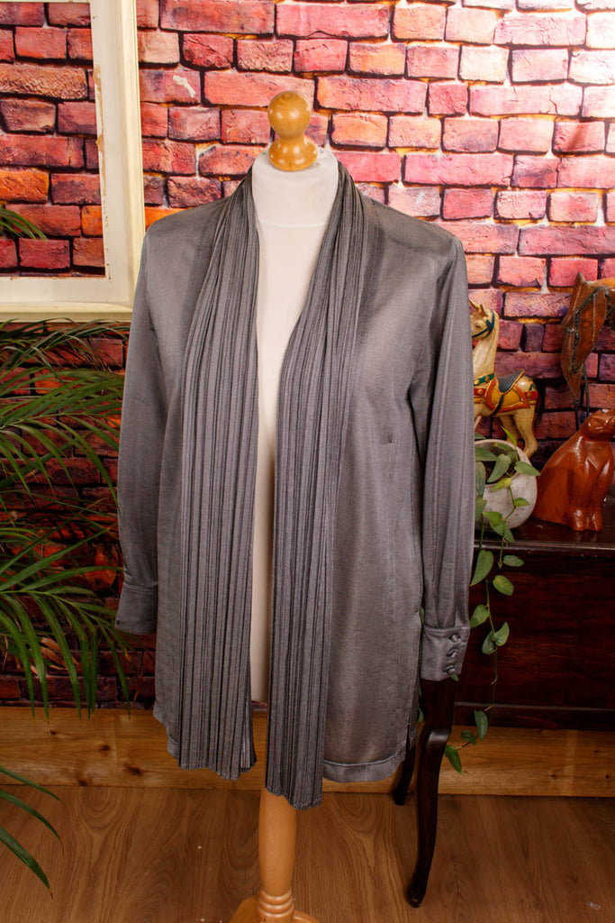 Vintage Blusenjacke silber drapiert Default Title 90er Abendmode Boho Frau M 40-42 silber Special vintageberlin.de