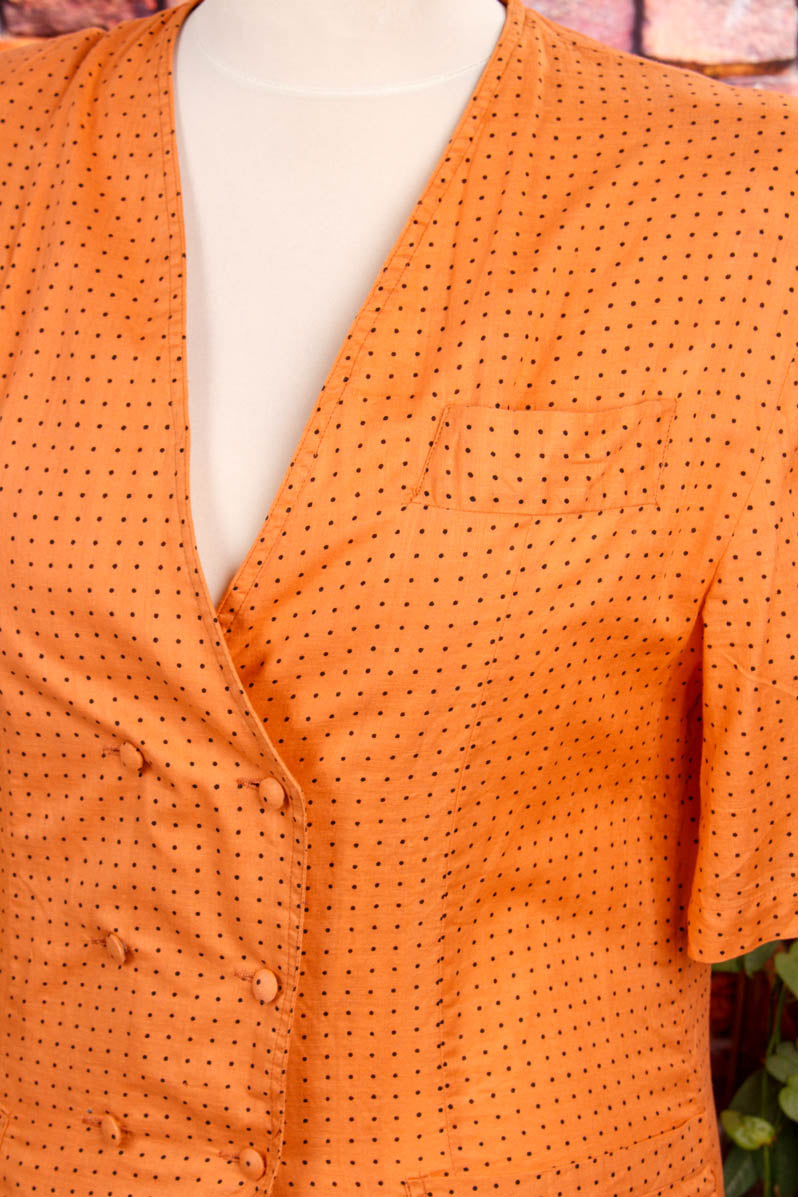 80er Top orange Punkte