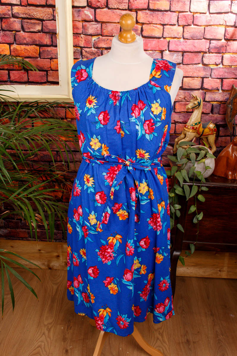 Vintage Sommerkleid blau Blumen