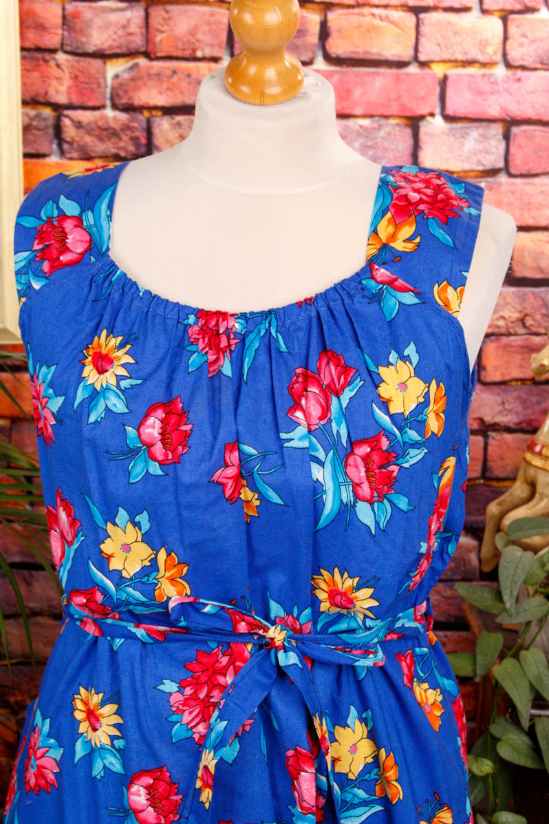 Vintage Sommerkleid blau Blumen