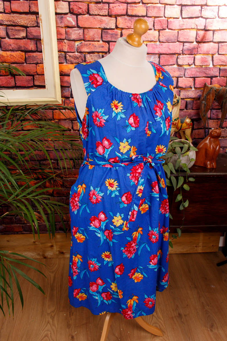 Vintage Sommerkleid blau Blumen
