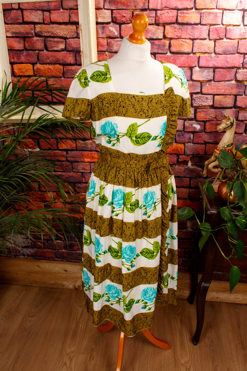 50s Sommerkleid grün Muster