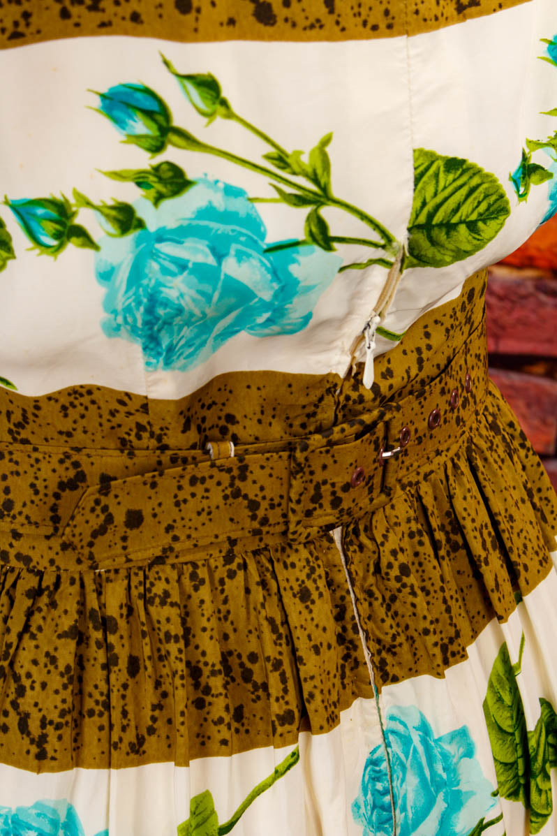 50s Sommerkleid grün Muster