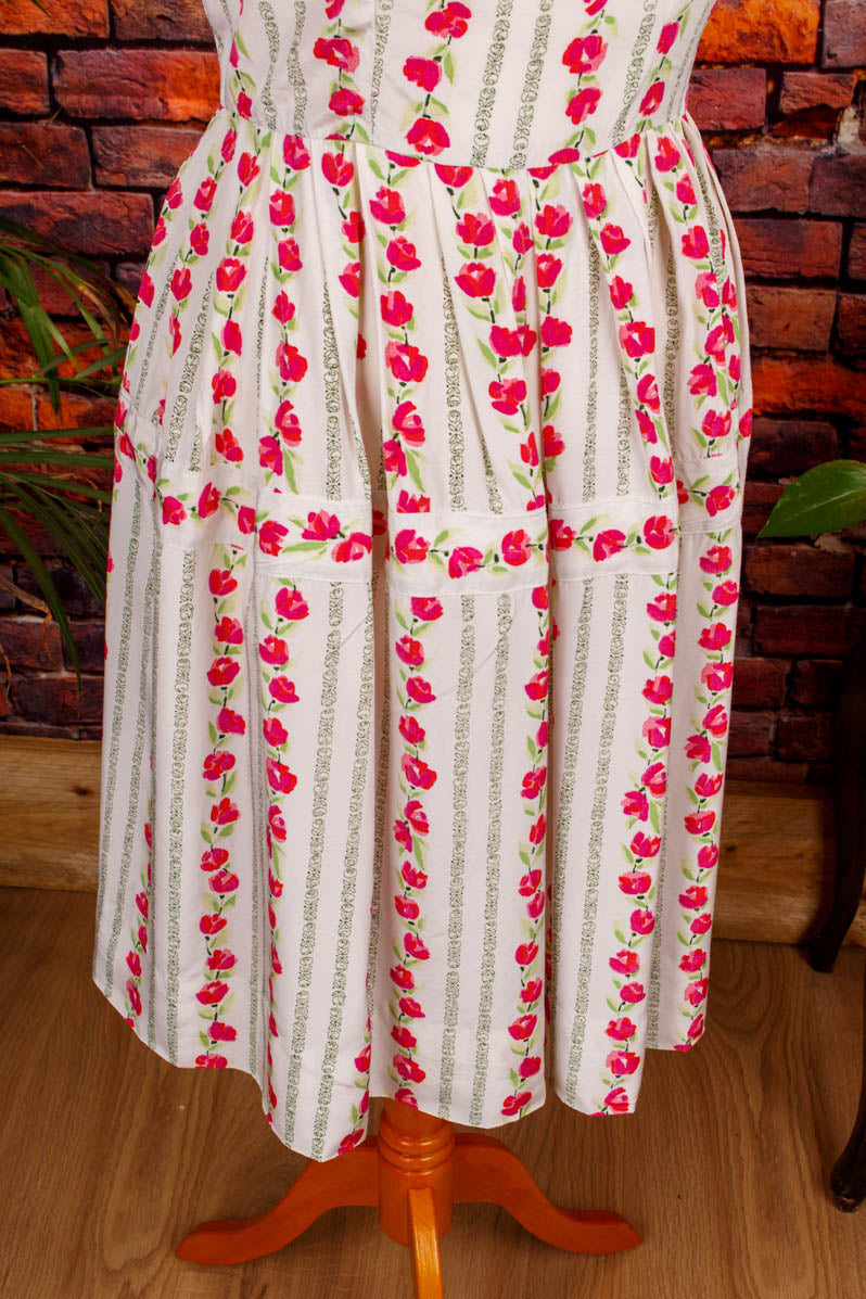 Rockabella Sommerkleid weiß pink Blumen