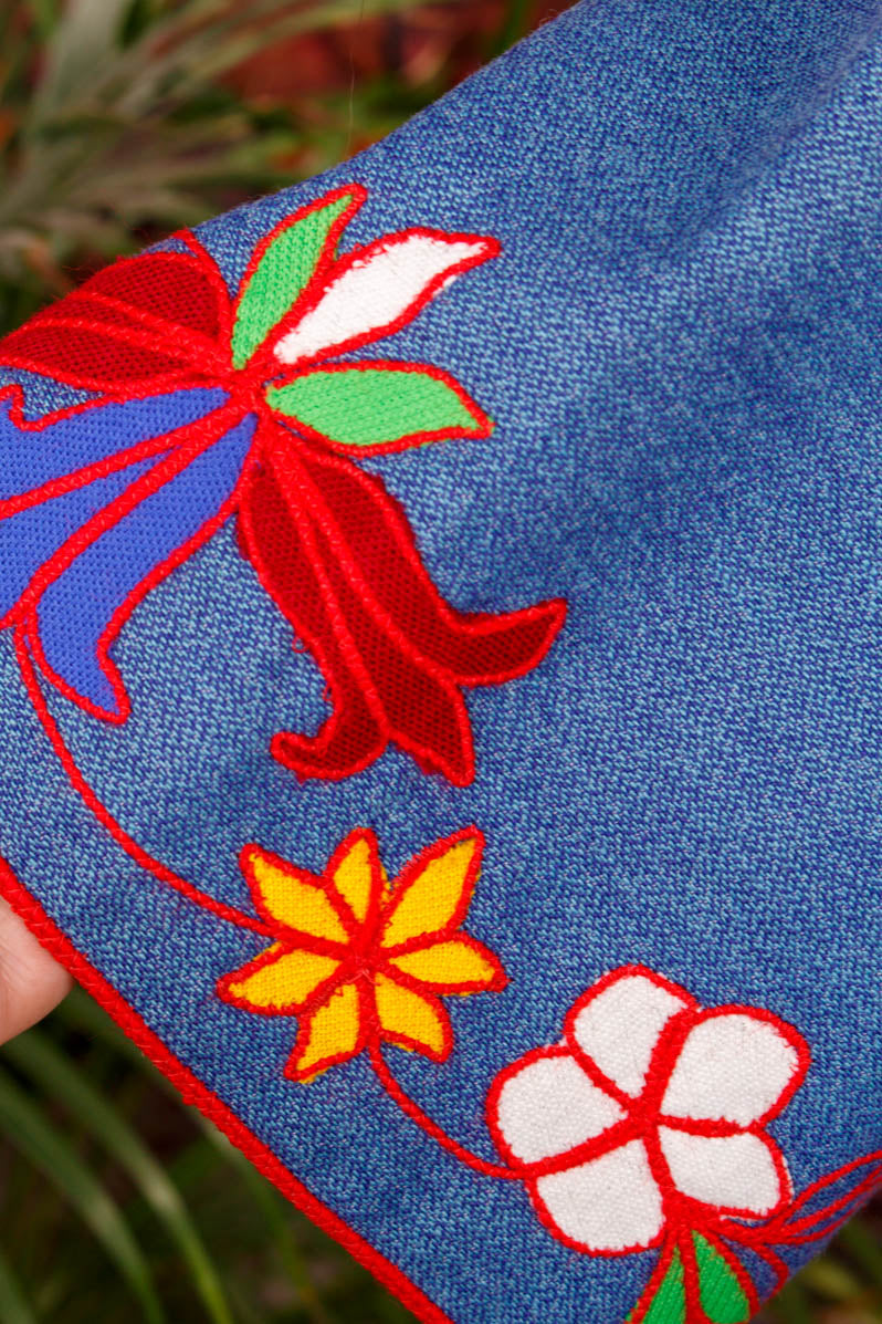60s Boho Kostüm blau bunt bestickt