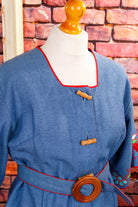60s Boho Kostüm blau bunt bestickt