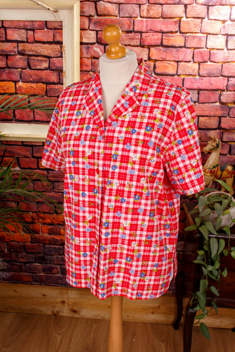 Vintage Landhaus Bluse rot kariert