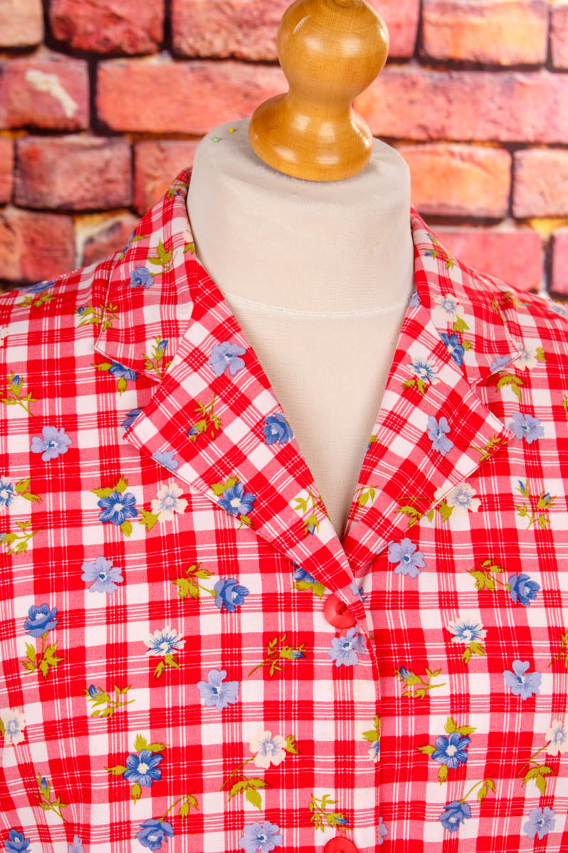 Vintage Landhaus Bluse rot kariert