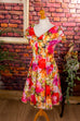 Vintage Cocktailkleid Blumen 80er 90er Abendmode bunt Frau Petticoat Rockabilly S 36-38 Special vintageberlin.de