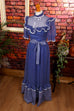 70s Maxikleid blau Stehkragen Default Title 70er blau Boho Frau Hippie real-boho S 36-38 Schlager Special viktorianisch XS 32-34 vintageberlin.de