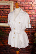 maritime Blusenjacke weiß Muschelknöpfe 80er 90er Boho Disco Frau M 40-42 Special weiß vintageberlin.de