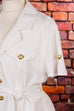 maritime Blusenjacke weiß Muschelknöpfe 80er 90er Boho Disco Frau M 40-42 Special weiß vintageberlin.de