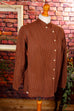 asymmetrische Bluse braun Streifen 80er braun Disco Frau M 40-42 real-80er Rockabilly Special vintageberlin.de