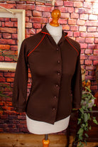 70s Bluse braun Stretch Kindergröße