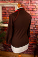 70s Bluse braun Stretch Kindergröße 60er 70er braun Disco Frau Rockabilly XS 32-34 vintageberlin.de
