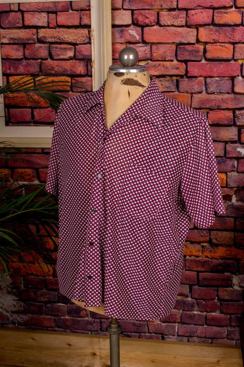 60s Nylon Hemd lila Muster