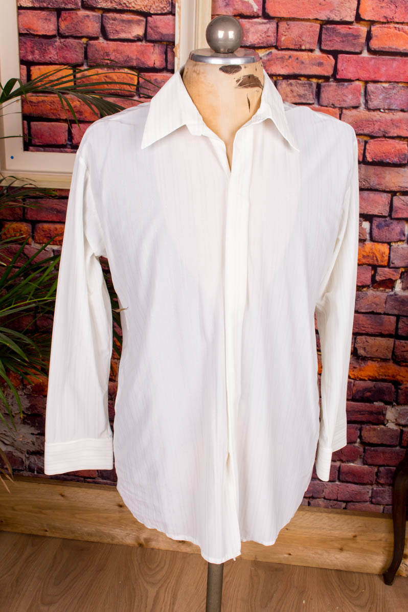70s Nylon Hemd weiß gold